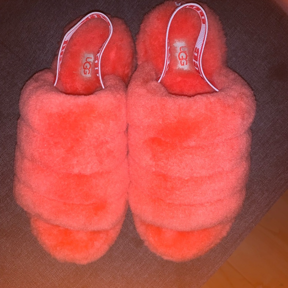 UGG Red Fluffy Slippers
